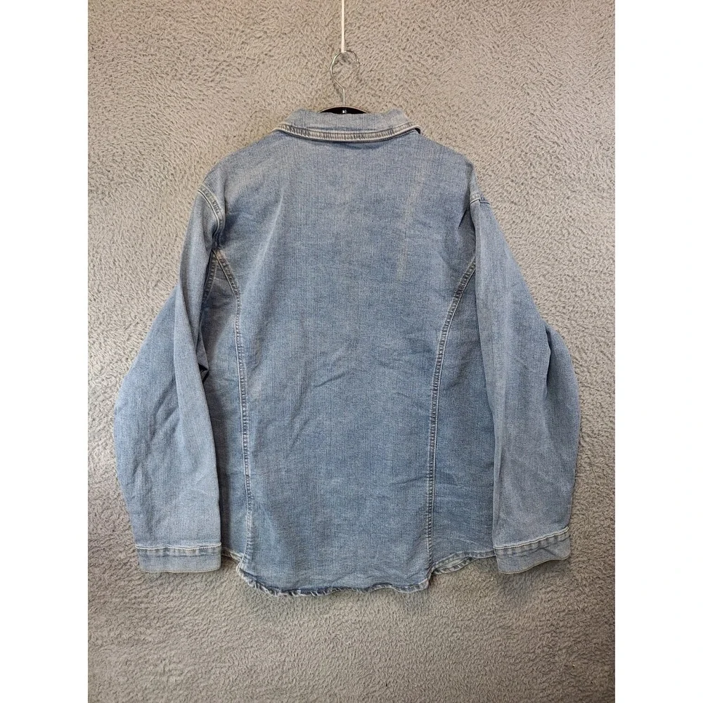 Luvamia Denim Jacket Women 3XL Blue Chest Pockets Classic Button Front - Picture 5 of 9